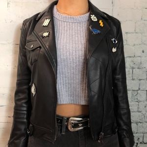 H&M Black Moto Jacket- Rare Comic Book Pins